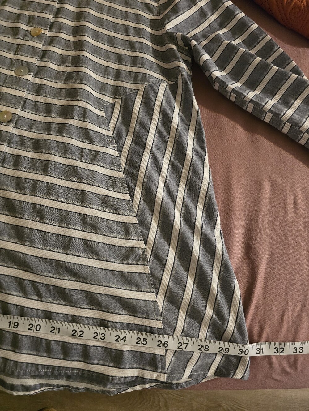 John Mark Blue and White Striped Button Shirt - Picture 13 of 13